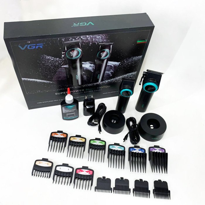 Набір VGR 2 в 1 V-001 V-977 BLACK, акумуляторна машинка для стрижки та триммер. Колір: чорний