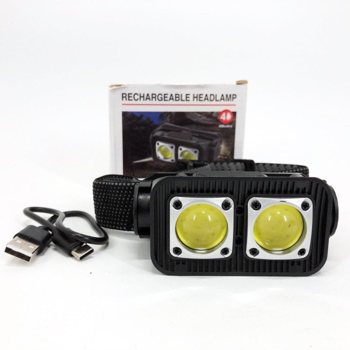 Ліхтар налобний K372-2COB з датчиком руху, Світлодіодний ліхтар на лоб, Ліхтарик на голову із зарядкою