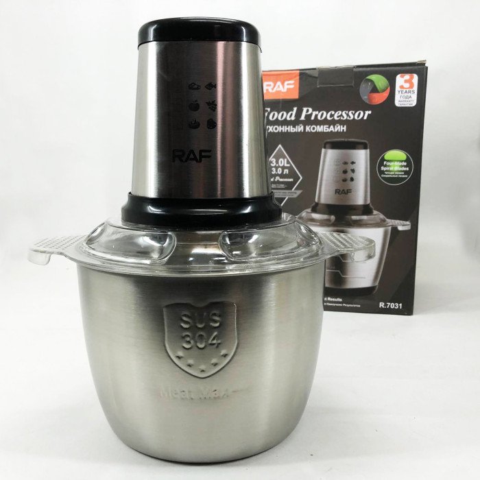 Подрібнювач RAF R.7031 настільний електричний блендер-чоппер 3 л 1000 Вт, Кухонний блендер для овочів