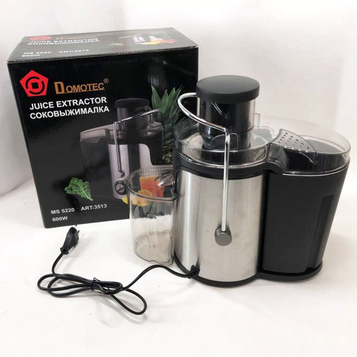 Електричний соковитискач Domotec MS-5220/3513 2 швидкості віджиму 600 W, соковитискач для моркви