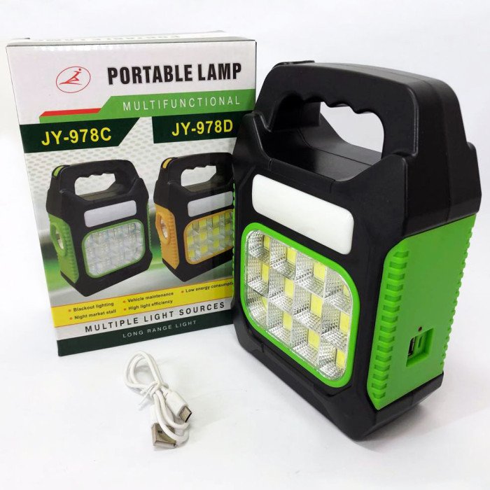 Ліхтар переносний JY-978D-LED+12COB, power bank, ліхтар світлодіодний прожектор. Колір: зелений