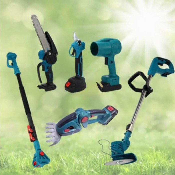 Акумуляторний універсальний садовий набір 6 в 1 Секатор Міні-пила Триммер Повітродувка Подовжувач Кущоріз