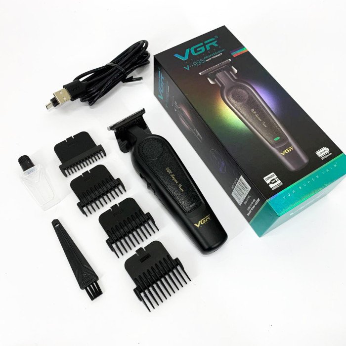 Акумуляторна машинка для стрижки VGR V-995 + 4 насадки, 2000 мАг, USB