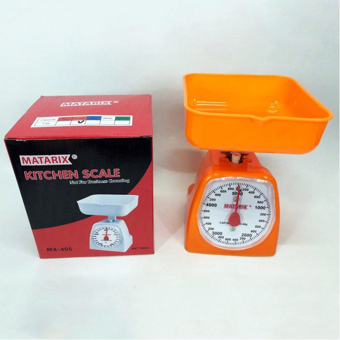 Ваги кухонні механічні MATARIX MX-405 5 кг, Ваги для кухні для продуктів. Колір: оранжевий