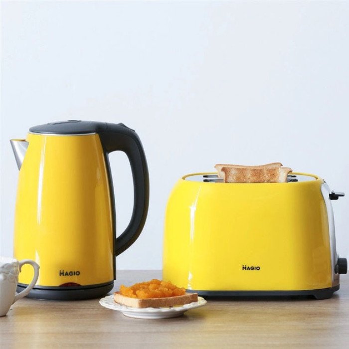 Тостер MAGIO MG-272Y, маленький тостер, тостерниця для бутербродів, тостер для хліба. Колір: жовтий