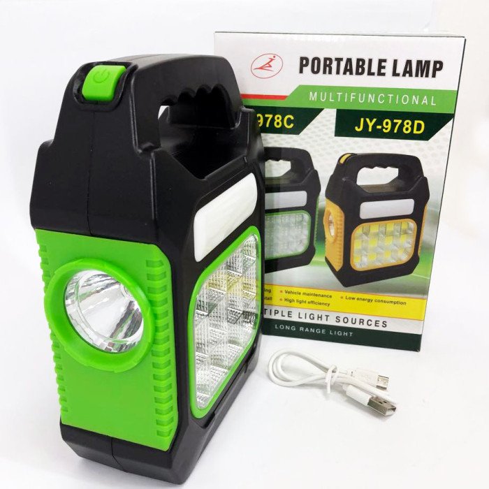 Ліхтар переносний JY-978D-LED+12COB, power bank, ліхтар світлодіодний прожектор. Колір: зелений