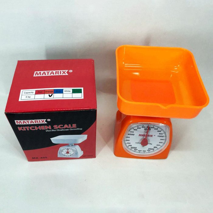 Ваги кухонні механічні MATARIX MX-405 5 кг, Ваги для кухні для продуктів. Колір: оранжевий