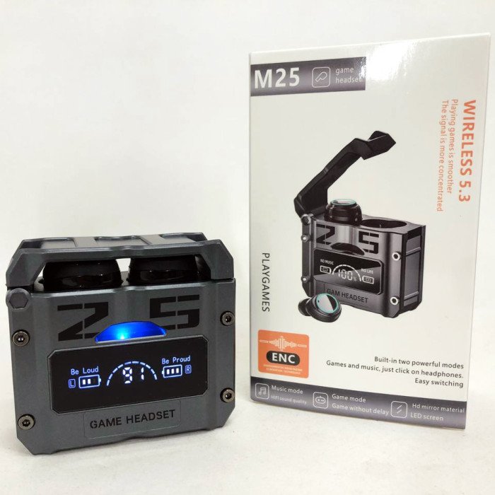 Бездротові навушники M25, Bluetooth 5.3, механічні армовані подвійного режиму ігрові