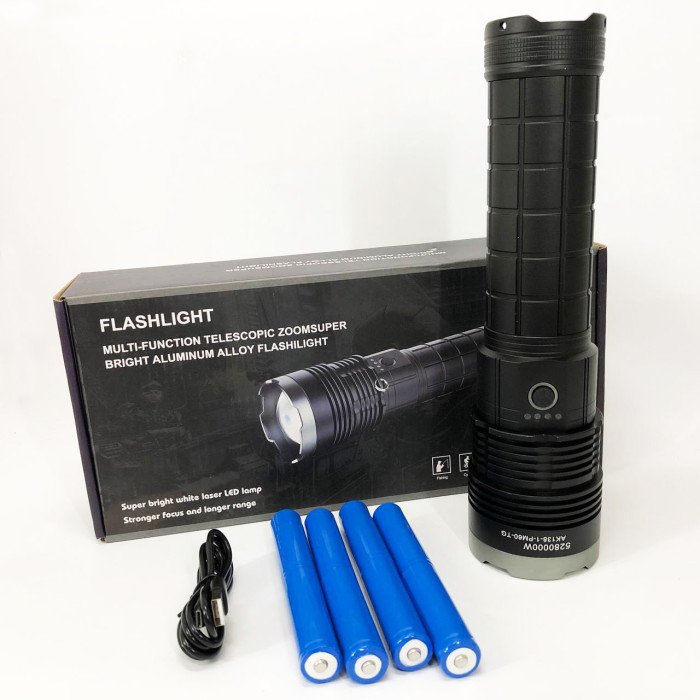 Ліхтар ручної моделі Police AK138-1 WHITE LASER LED PM60-TG 8х18650, USB-зарядка, Power Bank, зум