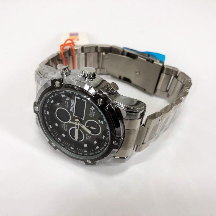 Годинник наручний чоловічий SKMEI 1389SIBK SILVER-BLACK, модний чоловічий годинник. Колір: срібний + чорний