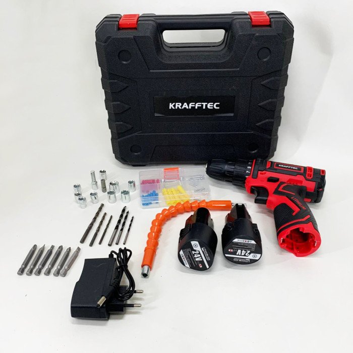 Акумуляторний шуруповерт із насадками KRAFFTEC 24V