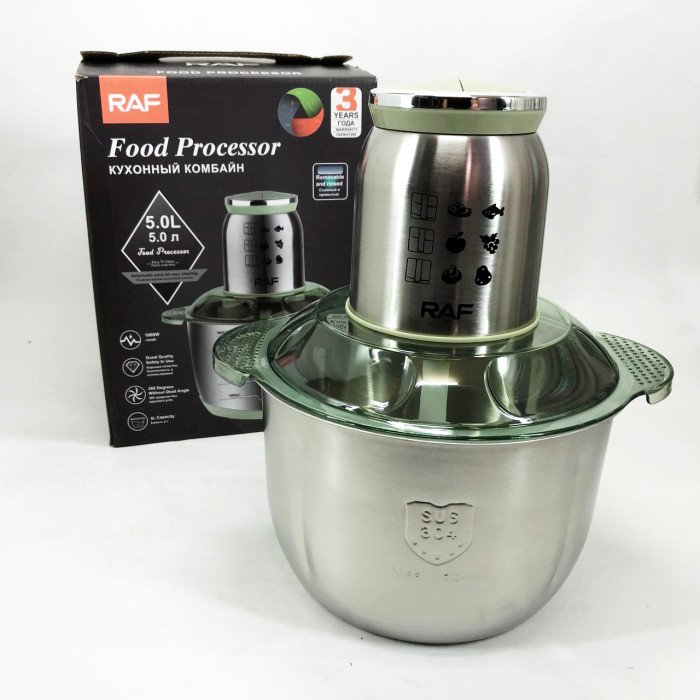Блендер електричний RAF R.7014 подрібнювач, чоппер 1000 Вт 5L з металевою чашею, Потужний блендер
