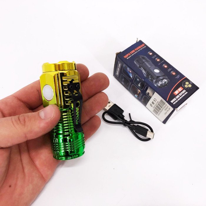 Кишеньковий ліхтарик PLD-HP01-3LED, Потужний акумуляторний лед ліхтарик, лед ліхтар ручний