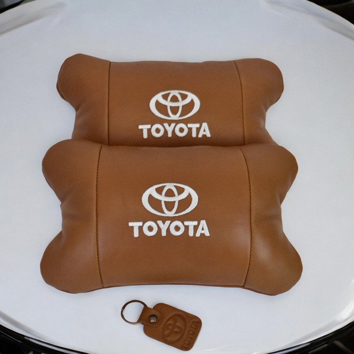 Набір шкіряних подушок 2шт на підголівник Toyota. Комфортні ортопедичні подушки,Тойота