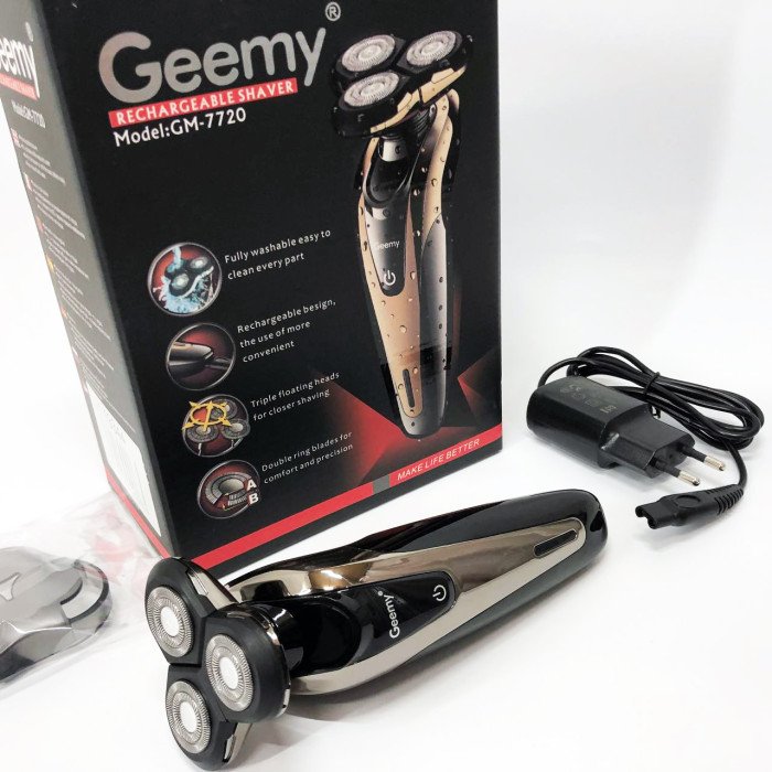 Електробритва Gemei GM-7720 - професійна, бездротова, потужна чоловіча бритва з головками, що плавають