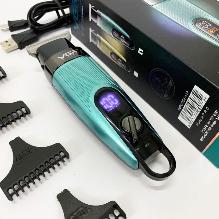 Машинка для стрижки волосся VGR V-975 тример для бороди та вусів. Колір: зелений