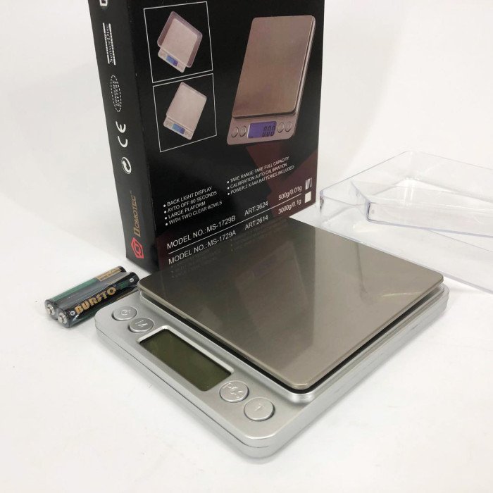 Ваги ювелірні Domotec MS-1729B електронні з 2-ма чашами 0,01-500 гр, Кишенькові ваги для золота