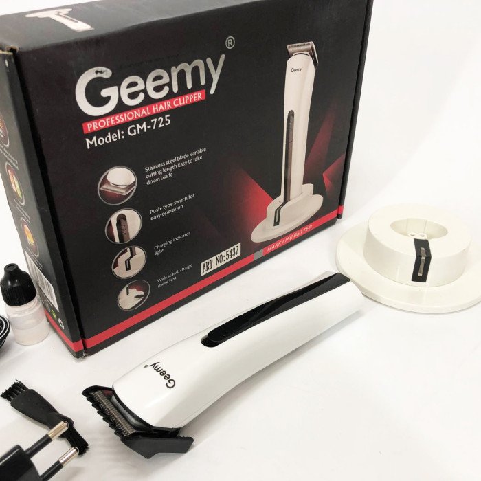 Бездротова машинка для стрижки волосся GEMEI GM-725, Професійна бритва-машинка для стрижки волосся