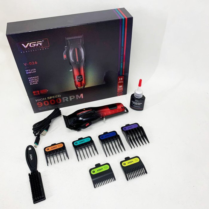 Акумуляторна машинка для стрижки VGR V-026 RED. Колір: червоний