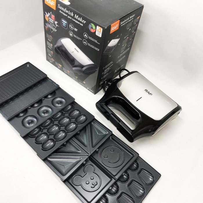 Вафельниця бутербродниця гриль сендвічниця електрична 8 в 1 RAF R.551 850W Мультипекар з 8 формами