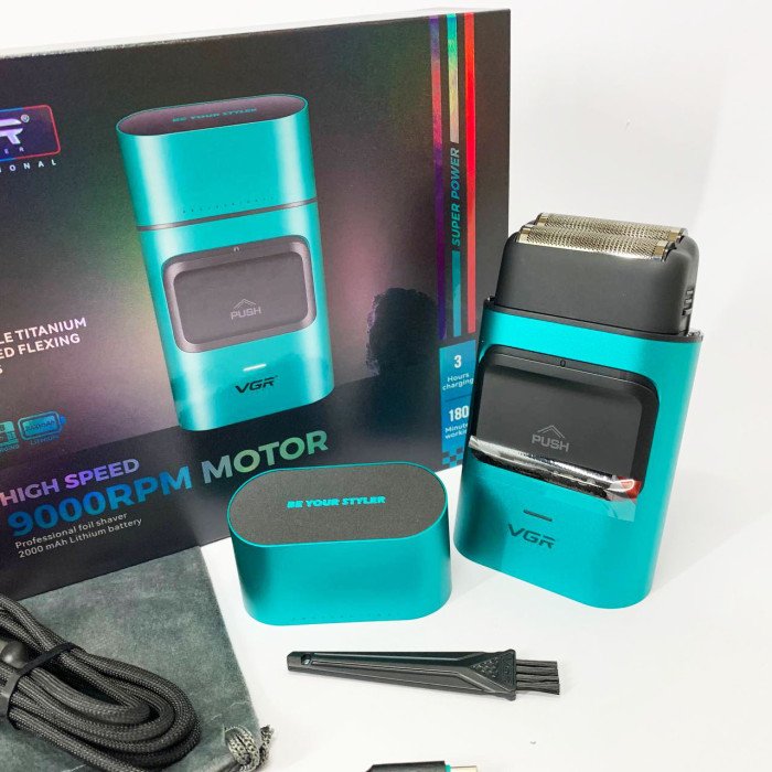 Електробритва-шейвер для бороди та обличчя VGR V-307 GREEN металевий корпус