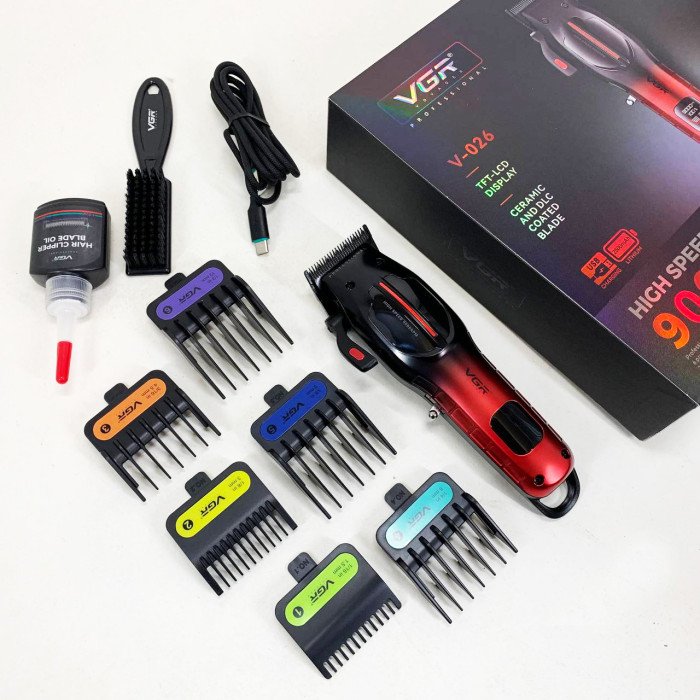 Акумуляторна машинка для стрижки VGR V-026 RED. Колір: червоний