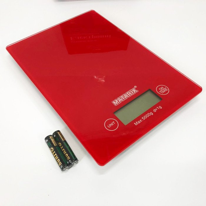 Ваги кухонні MATARIX MX-402 5 кг з дисплеєм, Ваги кухонні для продуктів домашні. Колір: червоний