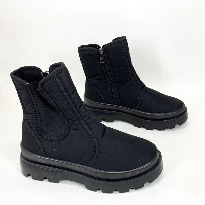 Челсі жіночі 37р 23.5см чорні, Жіночі черевики з нейлону, Жіночі черевики зі штучним хутром