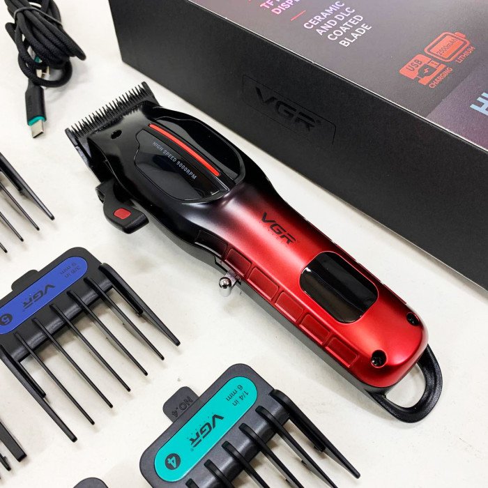 Акумуляторна машинка для стрижки VGR V-026 RED. Колір: червоний