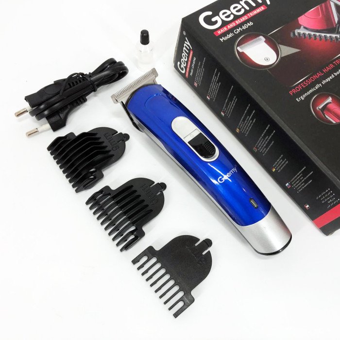 Машинка для стрижки волосся Gemei GM-6046, Акумуляторний універсальний тример для стрижки. Колір: синій
