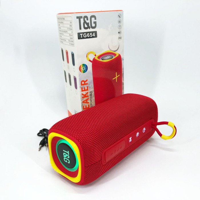 Портативна Bluetooth колонка TG654 8W з підсвічуванням, блютуз колонка для вулиці. Колір: червоний