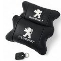Набір подушок Peugeot із шкіри + брелок у подарунок, Автоподушки з вишивкою