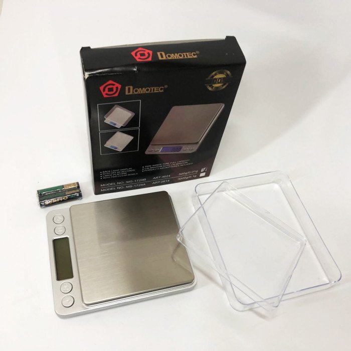 Ваги ювелірні Domotec MS-1729B електронні з 2-ма чашами 0,01-500 гр, Кишенькові ваги для золота