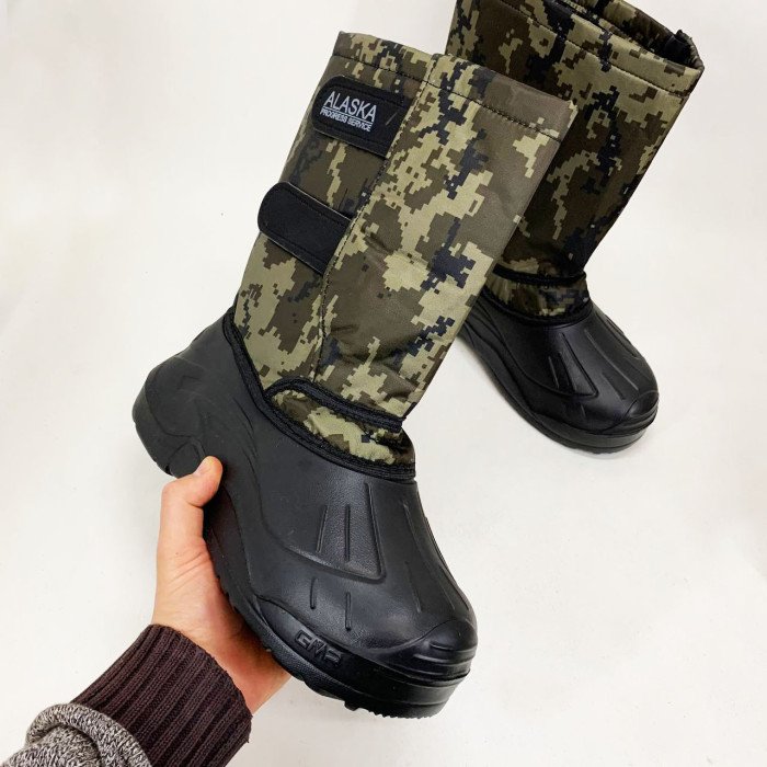 Чоботи чоловічі утеплені камуфляж 45р 29,5см, Водонепроникні теплі гумові чоботи