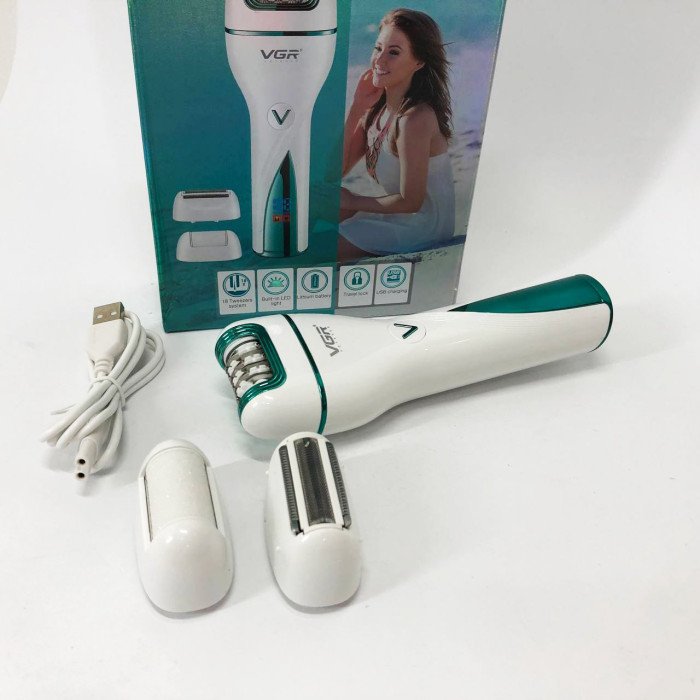 Епілятор акумуляторний жіночий 3 в 1 VGR V-728 Бездротовий електроепілятор пемза бритва для ніг і рук