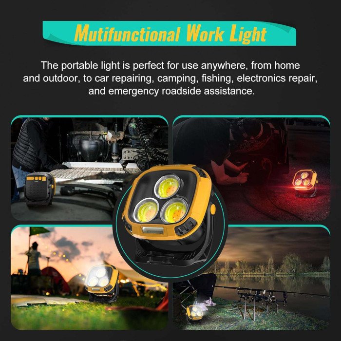 Прожектор ліхтар кемпінг W891-1-3COB(White+Yellow)+5SMD(Red) Power bank