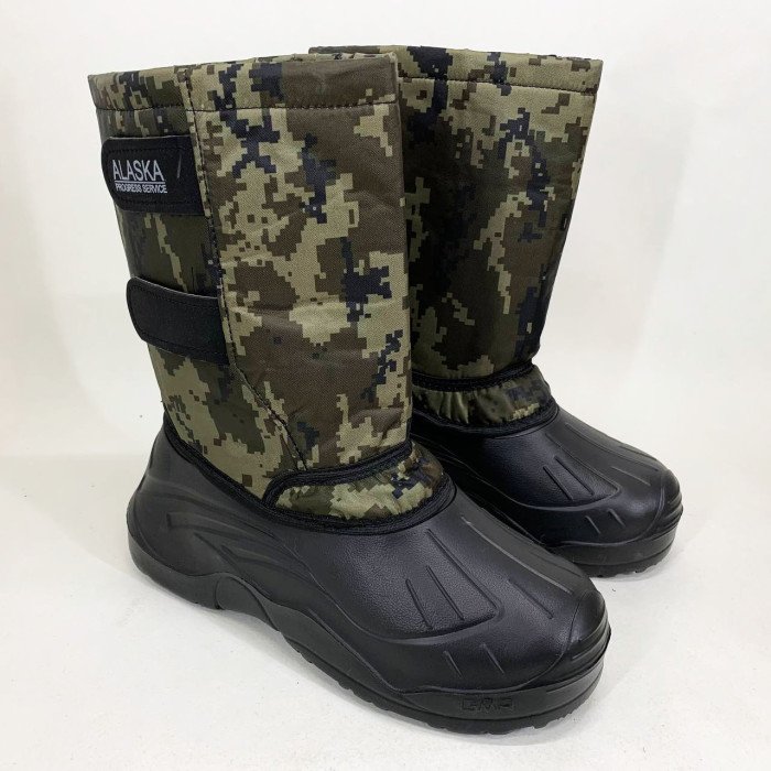 Чоботи чоловічі утеплені камуфляж 45р 29,5см, Водонепроникні теплі гумові чоботи