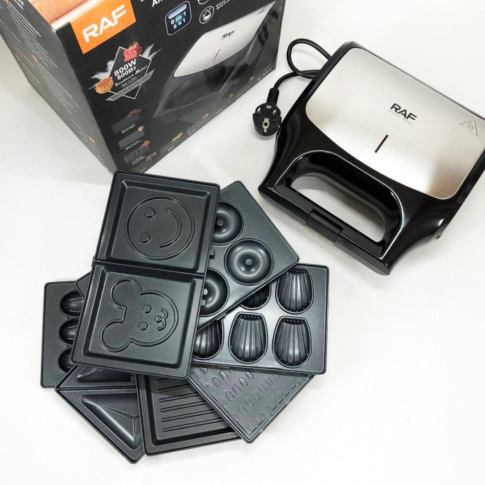 Вафельниця бутербродниця гриль сендвічниця електрична 8 в 1 RAF R.551 850W Мультипекар з 8 формами