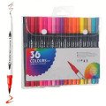Професійний набір 36 шт двосторонніх маркерів лінер+пензель з м'якою головкою на водній основі