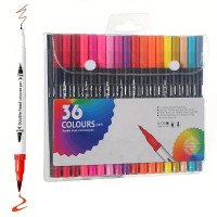 Професійний набір 36 шт двосторонніх маркерів лінер+пензель з м'якою головкою на водній основі