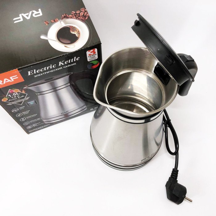 Електричний чайник-турка RAF R.7963 1.5 л, 1500 Вт, нержавіюча сталь, швидке кип'ятіння, автоматичне вимкнення