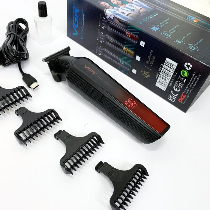 Професійний триммер для бороди та вусів з керамікою VGR V-930 насадки 1-7 мм. Колір: червоний