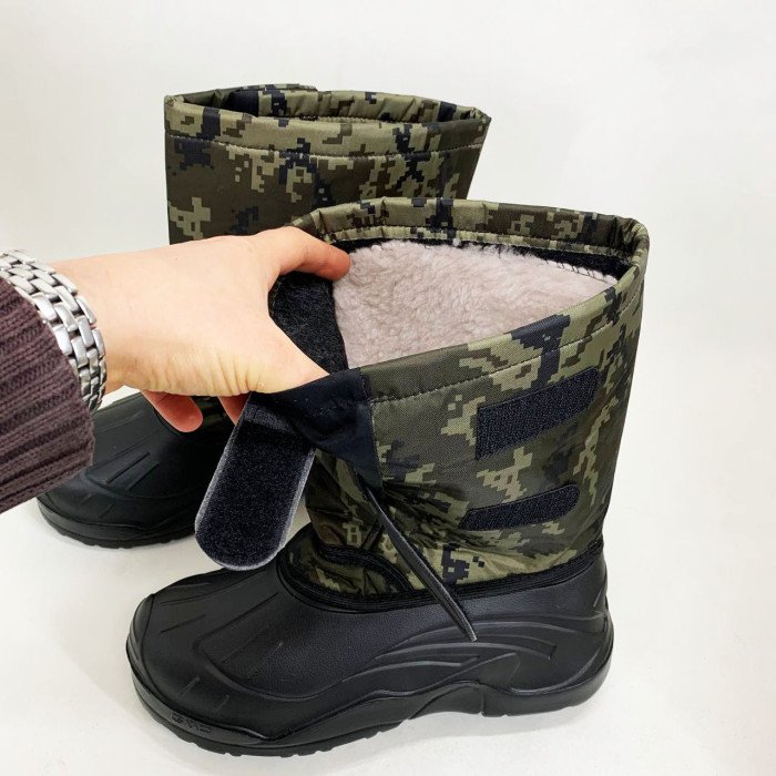Чоботи чоловічі утеплені камуфляж 41р 27см, Чоловічі гумові чоботи на осінь
