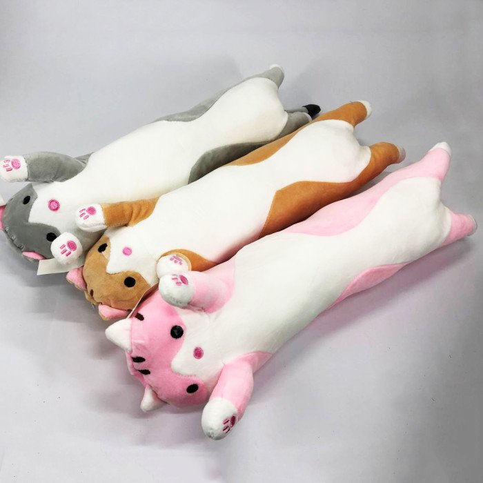 М'яка плюшева іграшка Довгий Кіт Батон котейка-подушка 50 см. Колір: рожевий