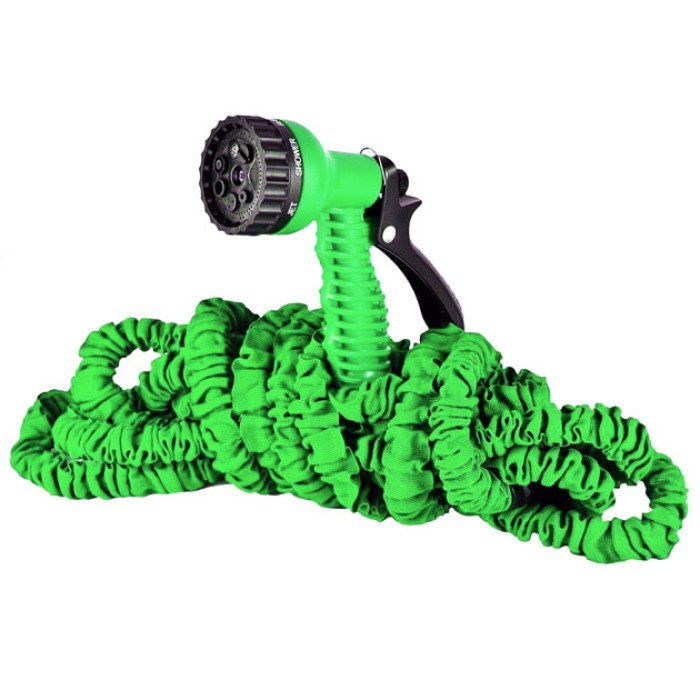 Шланг садовий Magic House 15.0м з розпилювачем (6 режимів). Колір: зелений