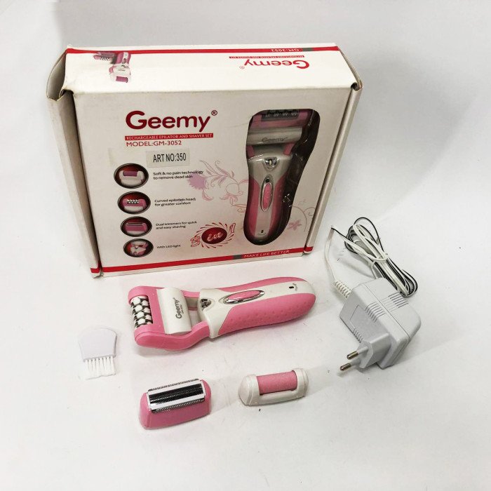 Епілятор депілятор жіночий електричний бездротовий + триммер + пемза 3 в 1 Gemei GM-3052