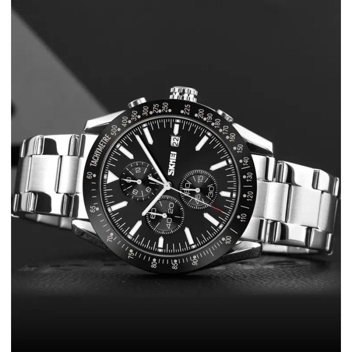 Годинник наручний чоловічий SKMEI 9253SIBK, годинник чоловічий класика, годинник підлітковий, крутий чоловічий годинник