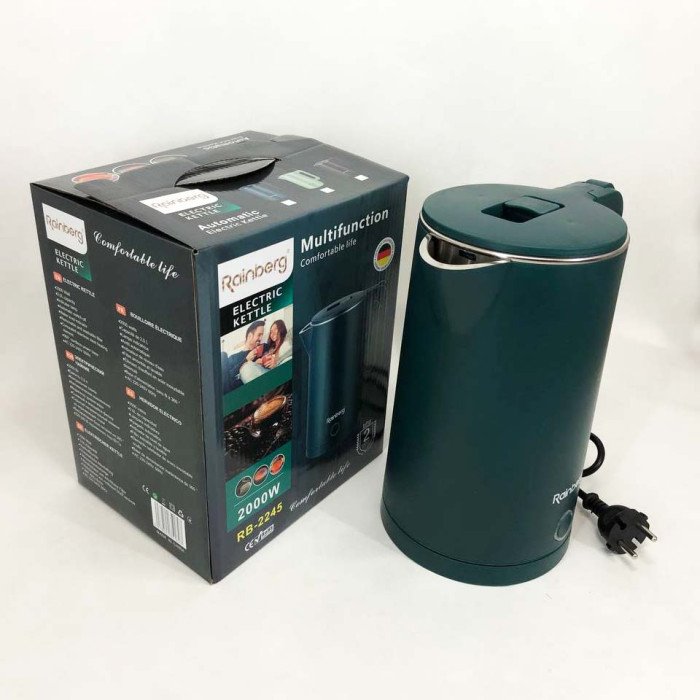 Чайник електричний Rainberg RB-2245 2000Вт 2л, гарний електричний чайник. Колір: зелений
