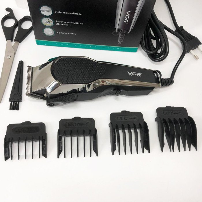 Машинка для стрижки VGR V-130 провідна професійна з насадками для окантовки триммер для волосся