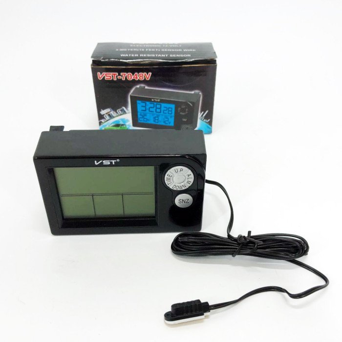 Годинник автомобільний електронні автогодинник VST-7048V для ВАЗ з вольтметром, температурою